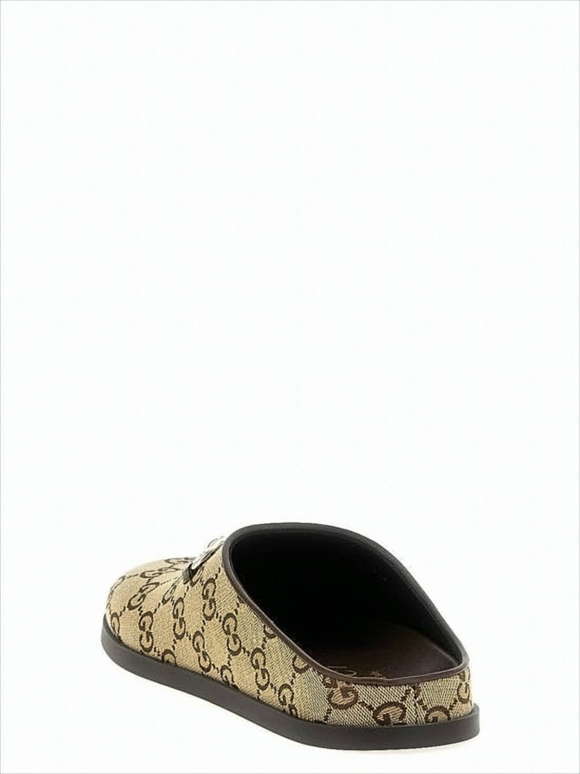 Gucci Canvas Slip-On Mules With Monogram Design