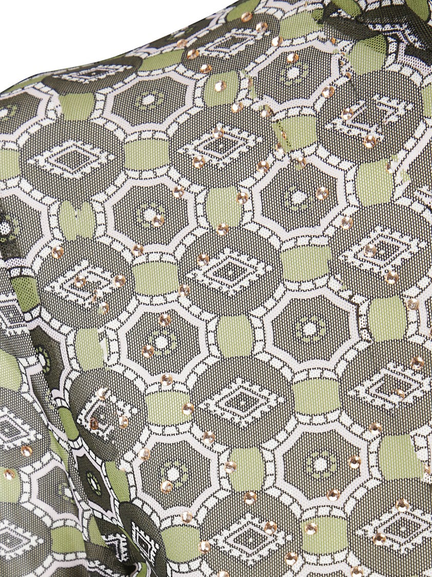 Dries Van Noten Geometric Mesh Top With Glitter Accents