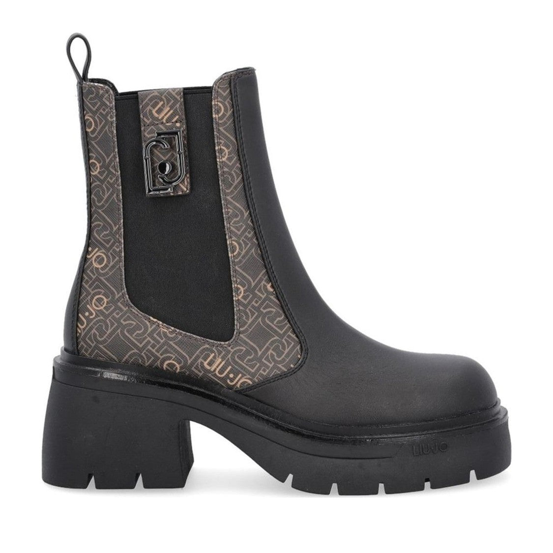 Liu Jo Black Carrie 01 Chunky Block Heel Elastic Panel Boots