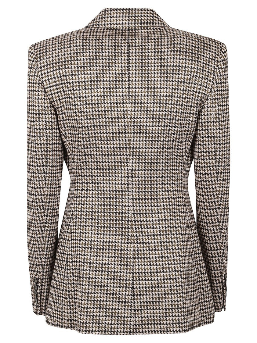 Max Mara Double-Breasted Houndstooth Blazer With Tailored Silhouette