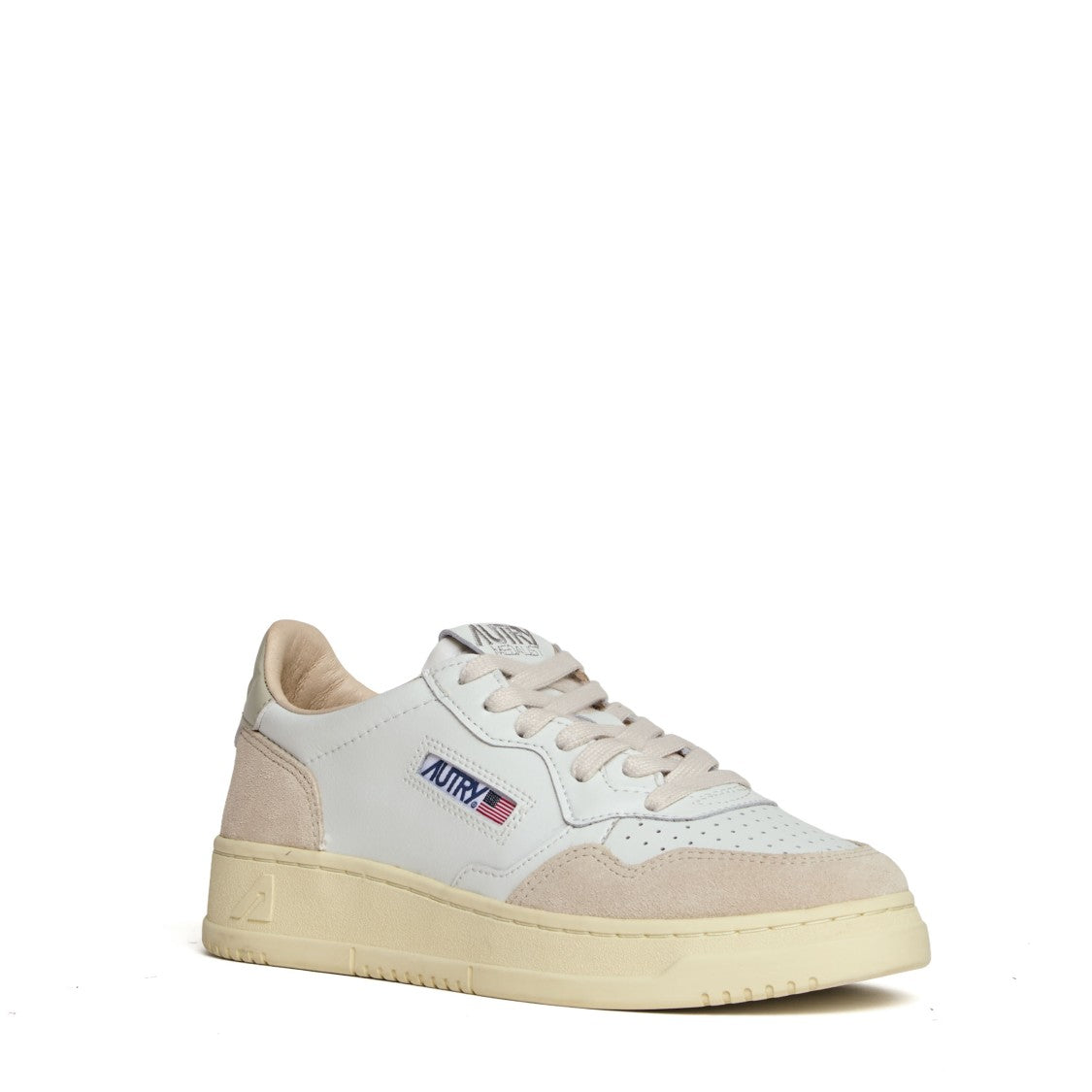 Autry White Beige Leather Medalist Low Sneakers