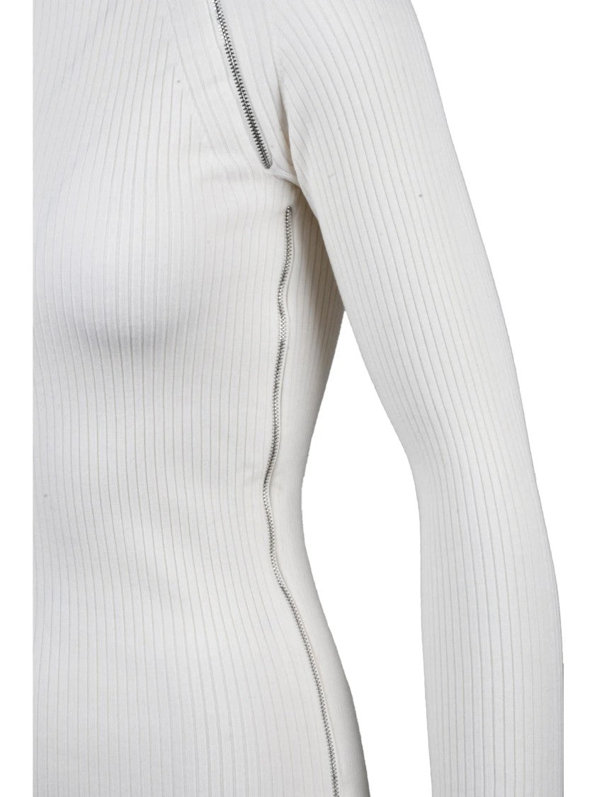 Sportmax Ribbed Turtleneck Sweater With Asymmetrical Zip Detail