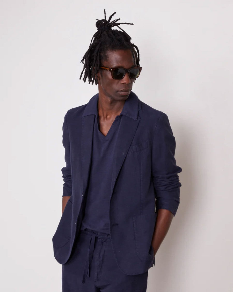 Officine Generale Adjustable Grosgrain Drawstring Blue Shorts