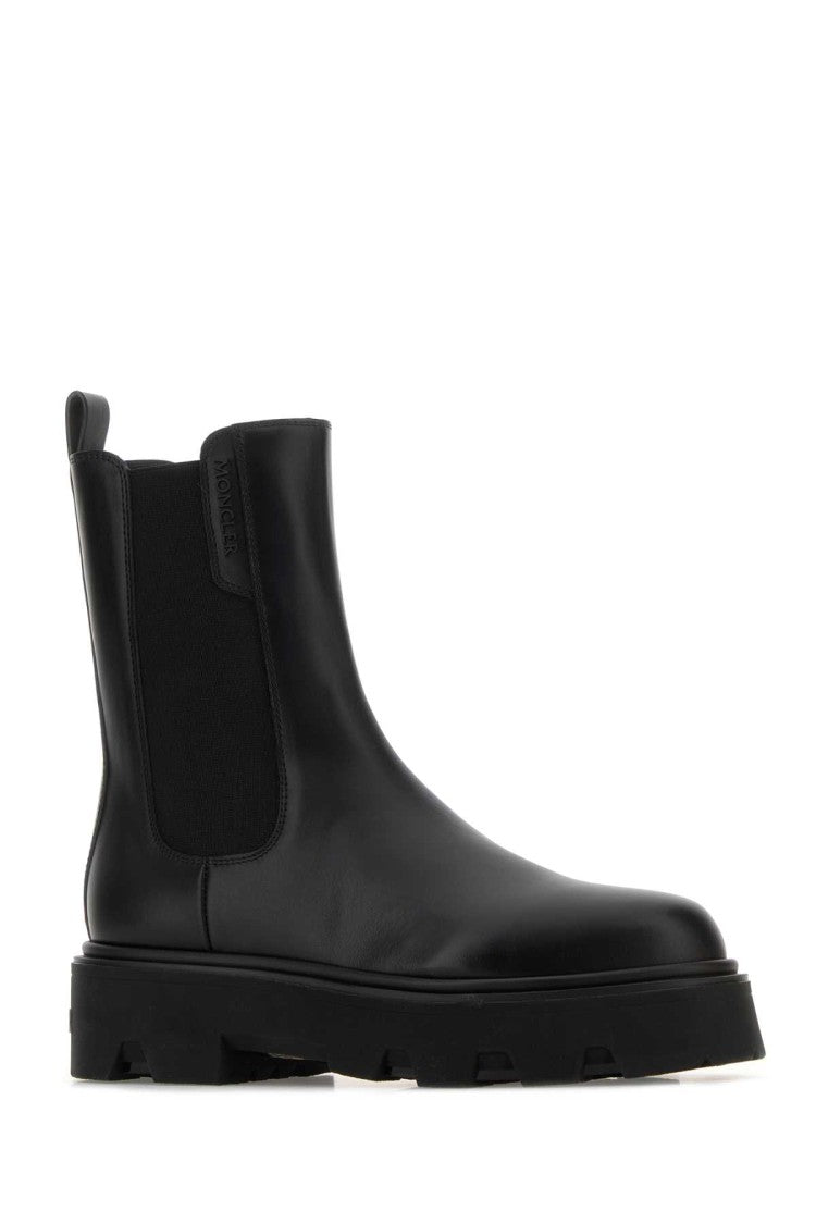 Moncler Black Leather Aurea Chelsea Ankle Boots