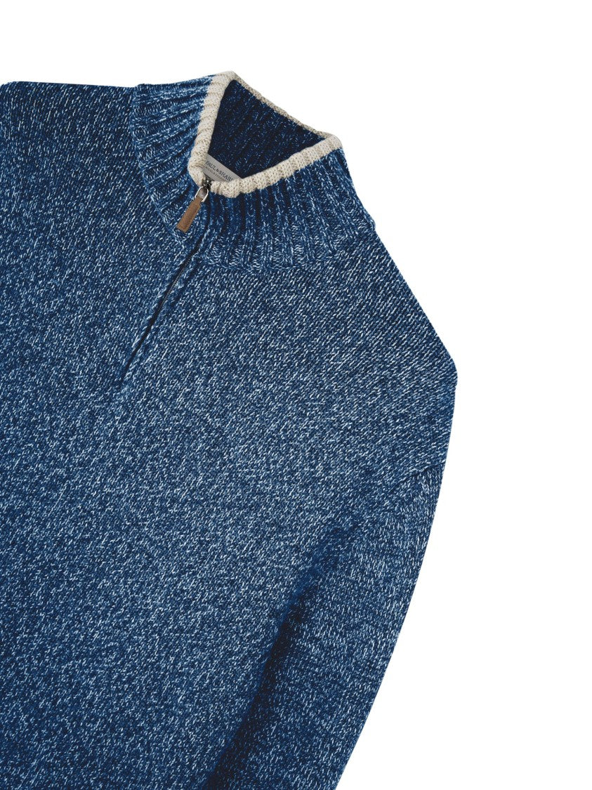 Paul & Shark Textured Knit Turtleneck Sweater With Half-Zip Closure