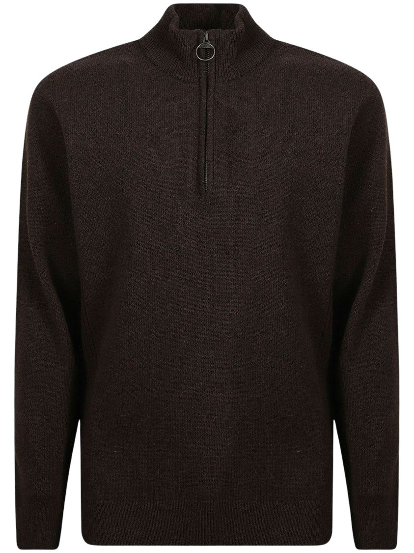 Barbour Half-Zip Turtleneck Sweater With Contrasting Elbow Patches