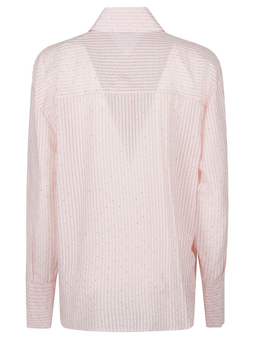 Patrizia Pepe Striped Lyocell Blend Long Sleeve Shirt