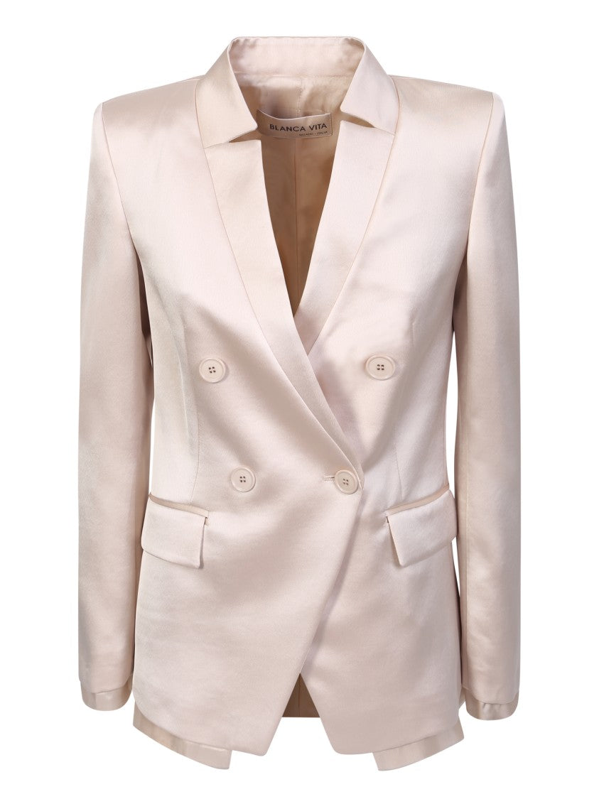 Blanca Vita White Double-Breasted Blazer