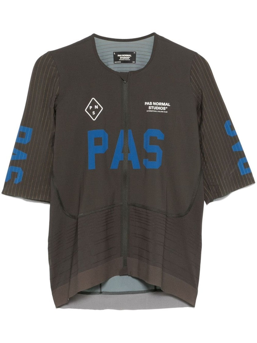 Pas Normal Studios Grey Zip-Closure T-Shirt With Bold Logo Design