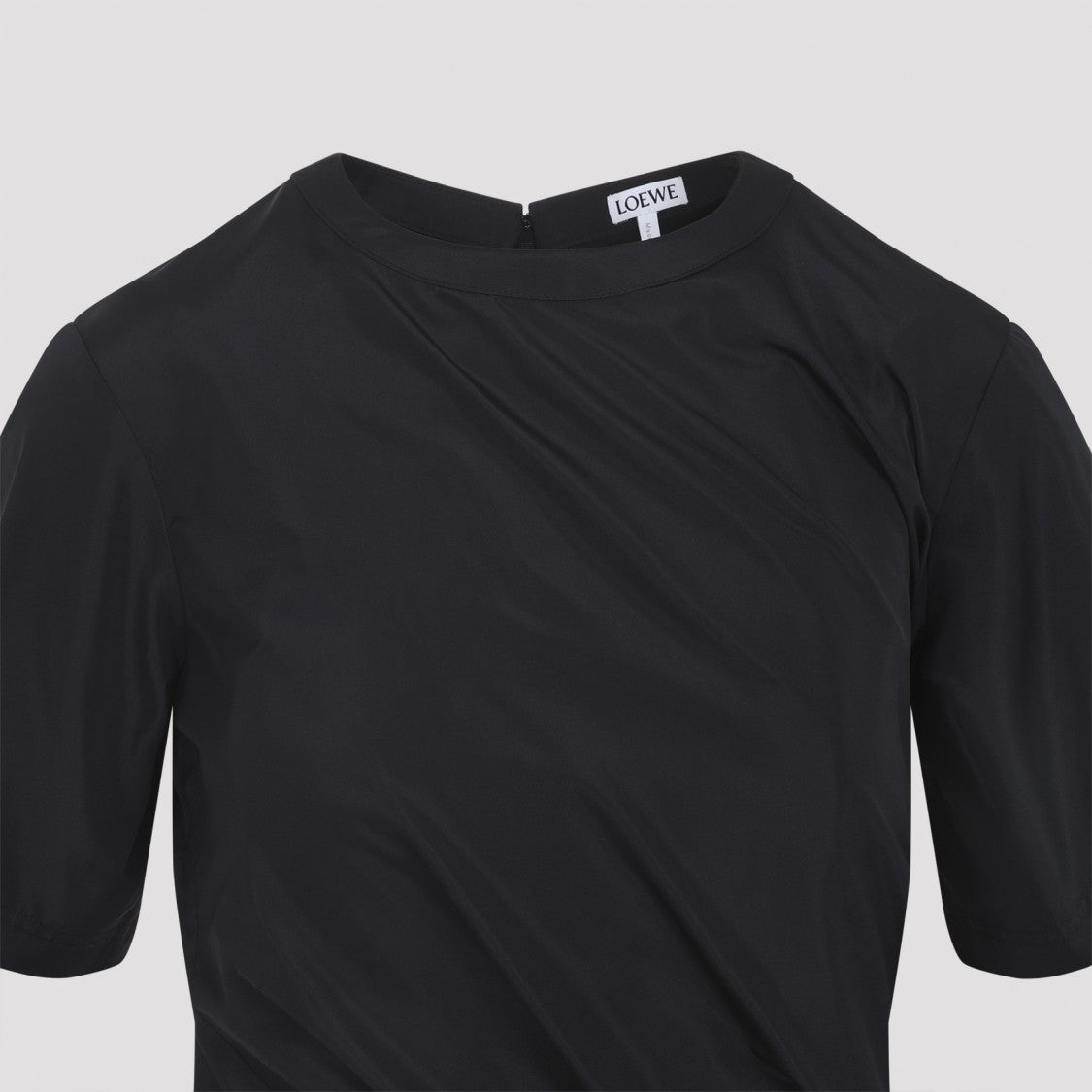 Loewe Twisted Black Taffeta Mini Dress With Concealed Zip