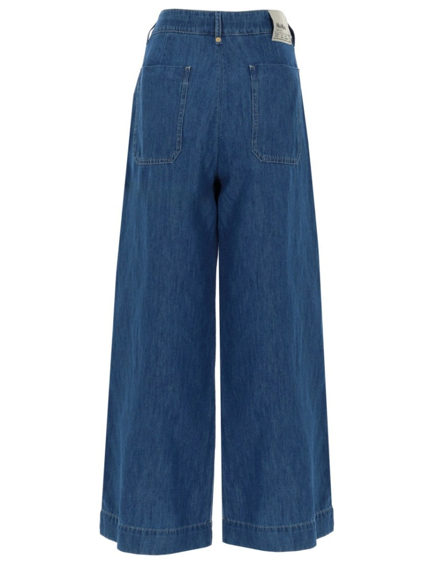 Max Mara Wide-Leg Jeans With High Waist And Classic Medium Blue Wash