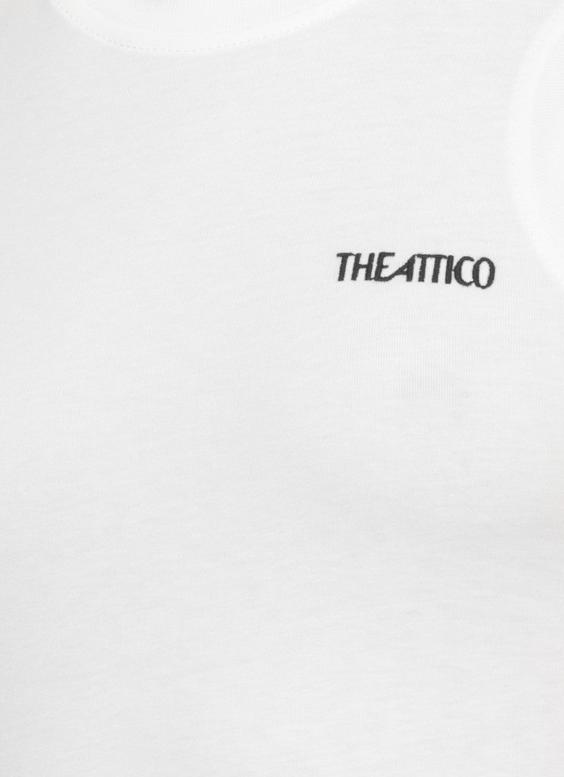 The Attico Ivory Reese Embroidered Cotton Tank Top