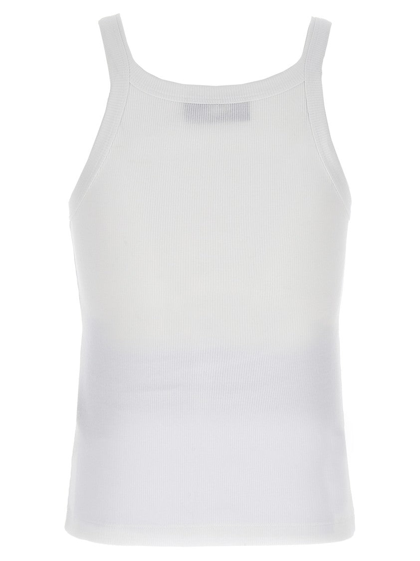 Fendi Ribbed Tank Top With Embroidered Logo Detail