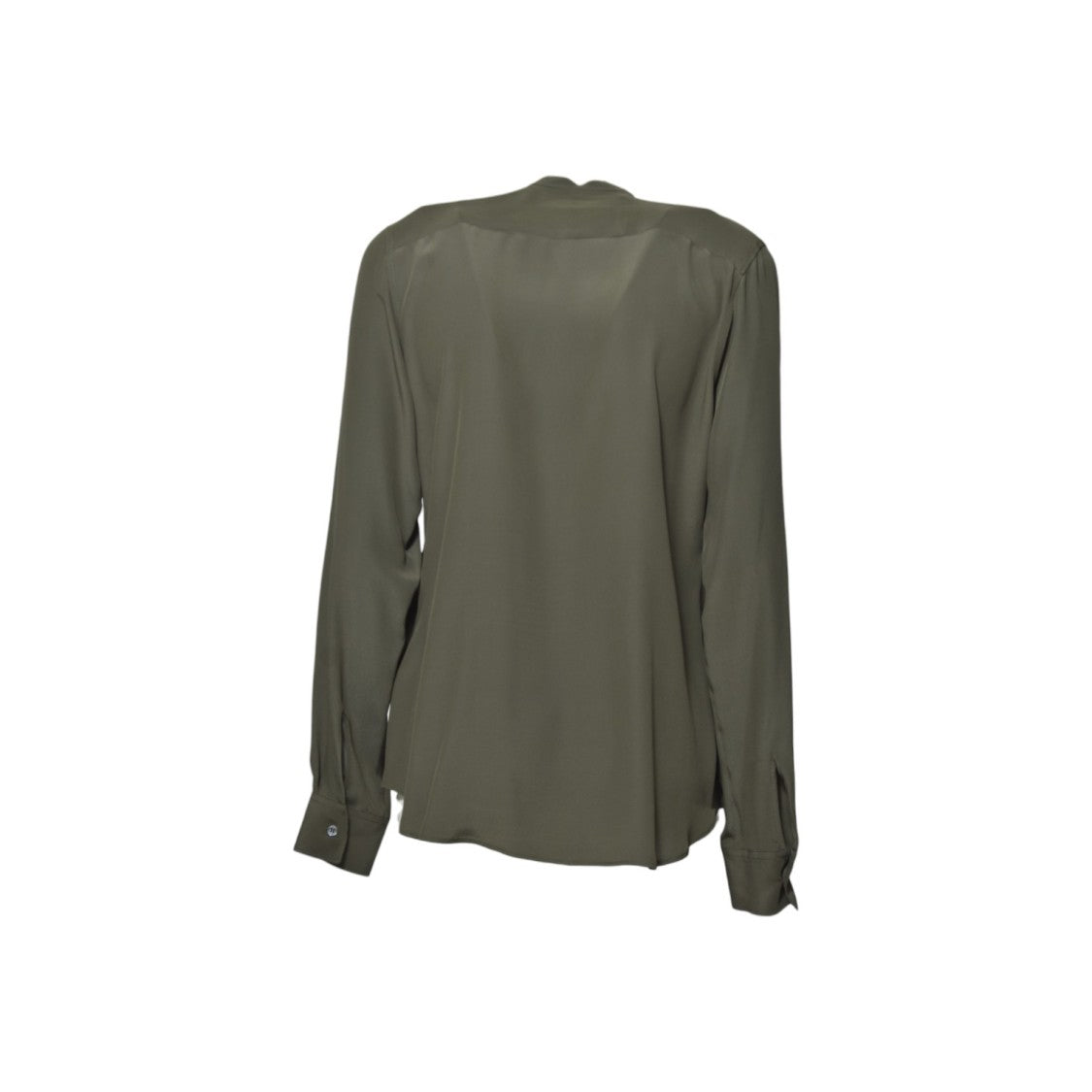Aspesi Green Crepe De Chine Blouse With Ruffles