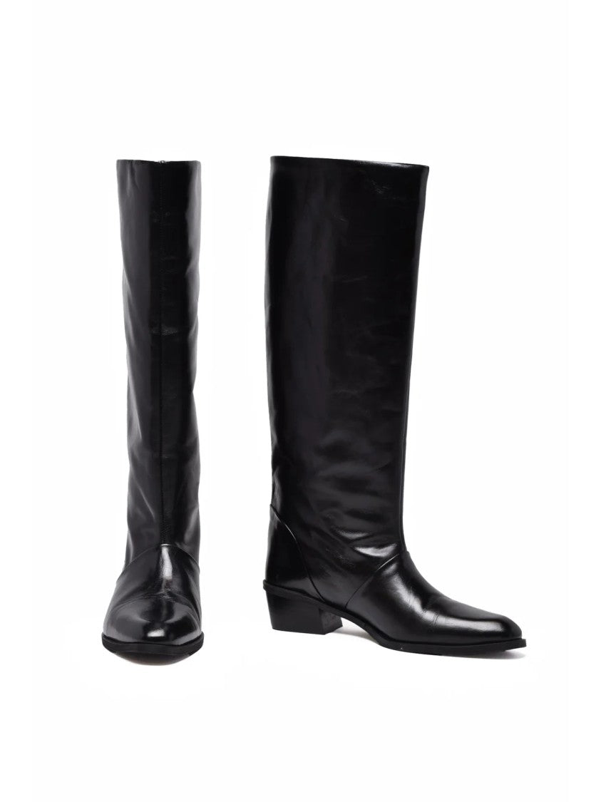 Augusta Black Leather Tall Boots