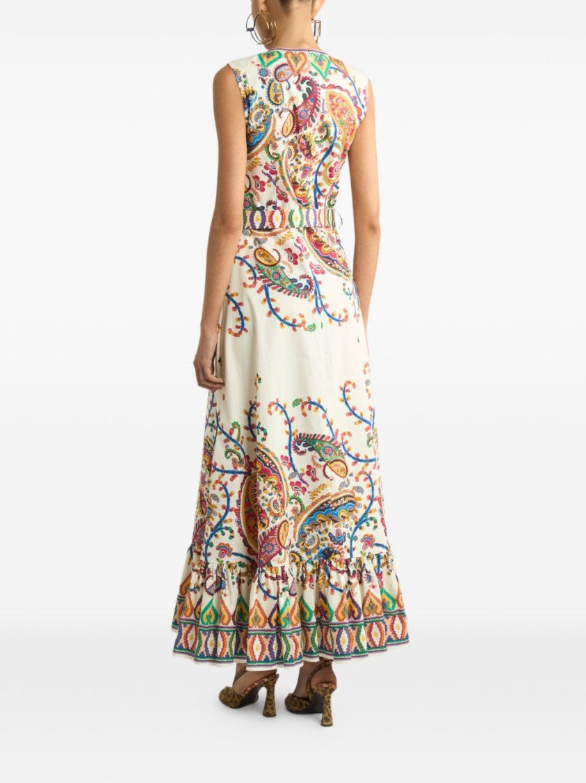 Etro Multicolour Maxi Dress With Ruffled Hem
