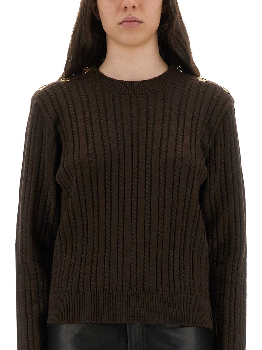 Golden Goose Textured Ribbed Wool Sweater With Button Detail