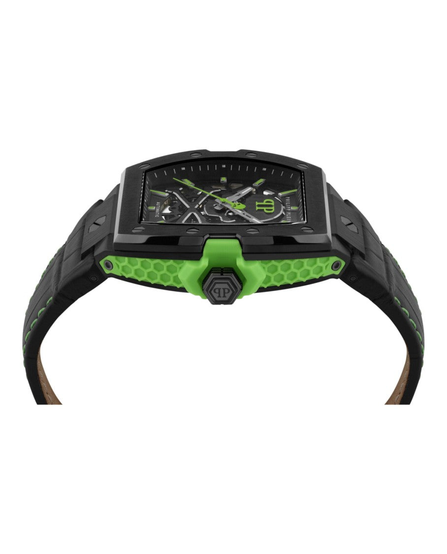 Philipp Plein Automatic Skeleton Dial Timepiece With Calf Leather Strap