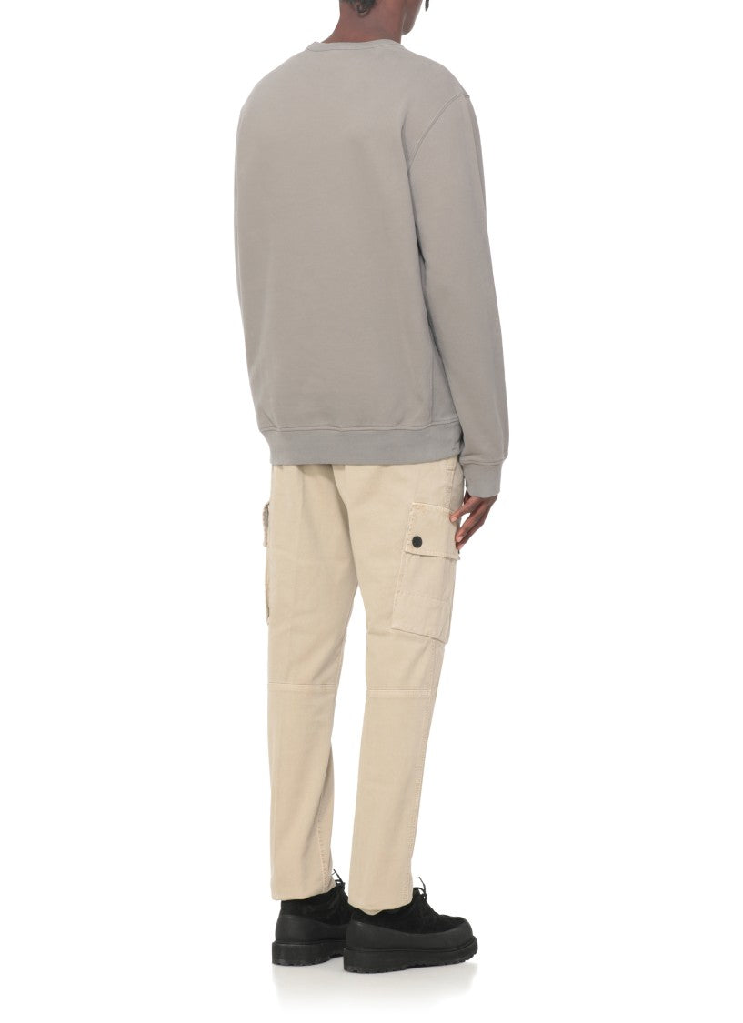 Stone Island Round Neck Grey Cotton Sweatshirt