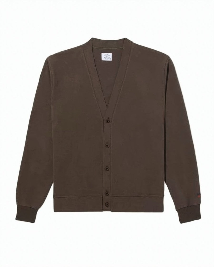 A.P.C. V-Neck Button-Down Knit Cardigan In Rich Brown