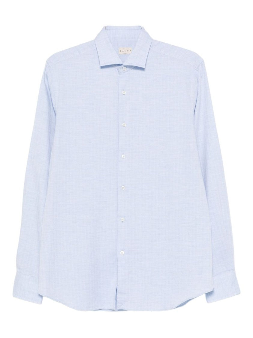 Xacus Light Blue Checked Tailored-Fit Shirt