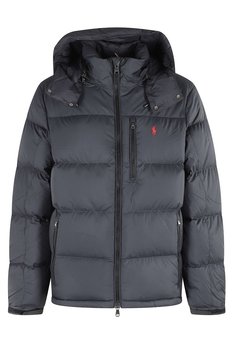 Polo Ralph Lauren Padded Black Bomber Jacket With Hood And Embroidered Logo