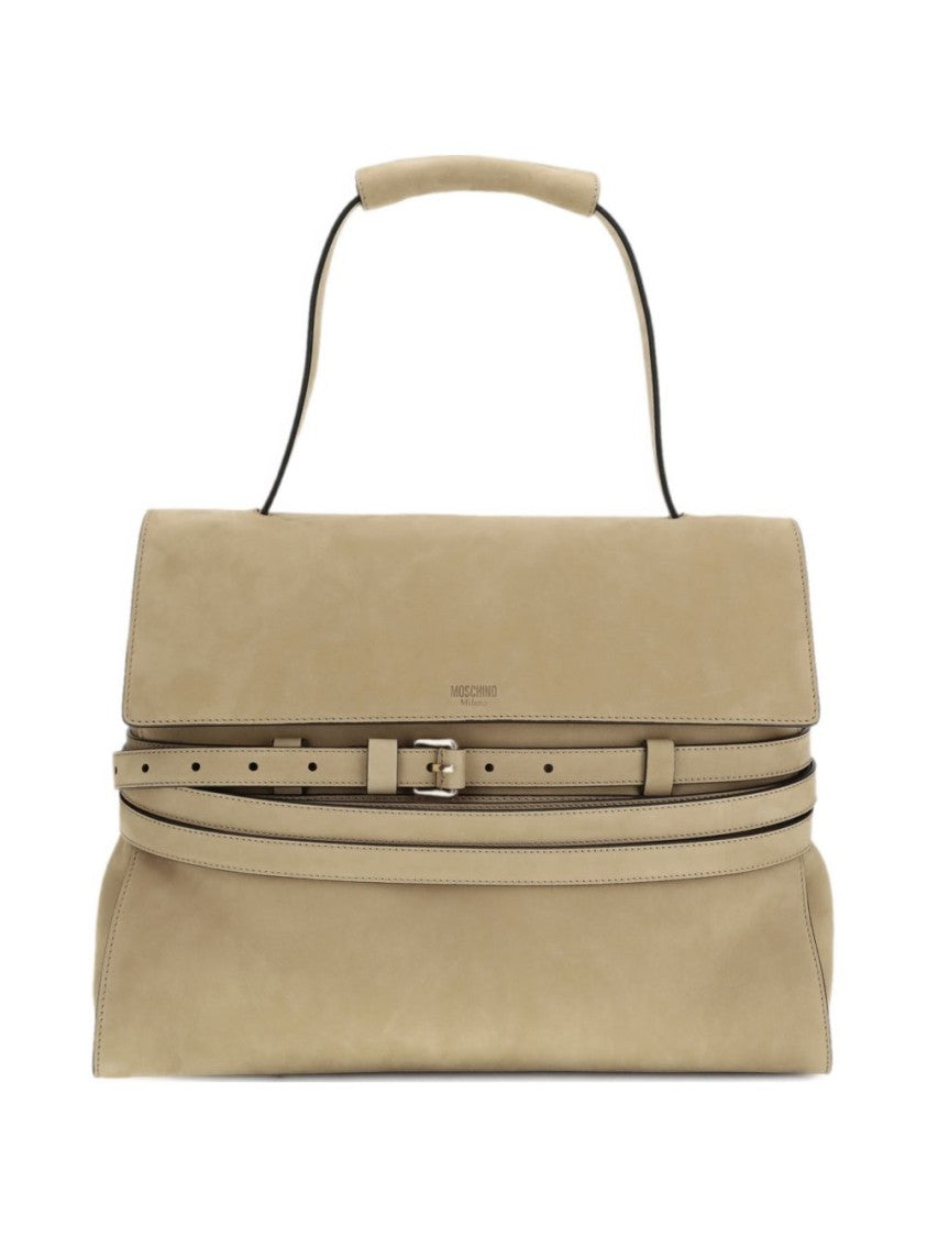 Moschino Structured Rectangular Decorative Belt Silk Bag