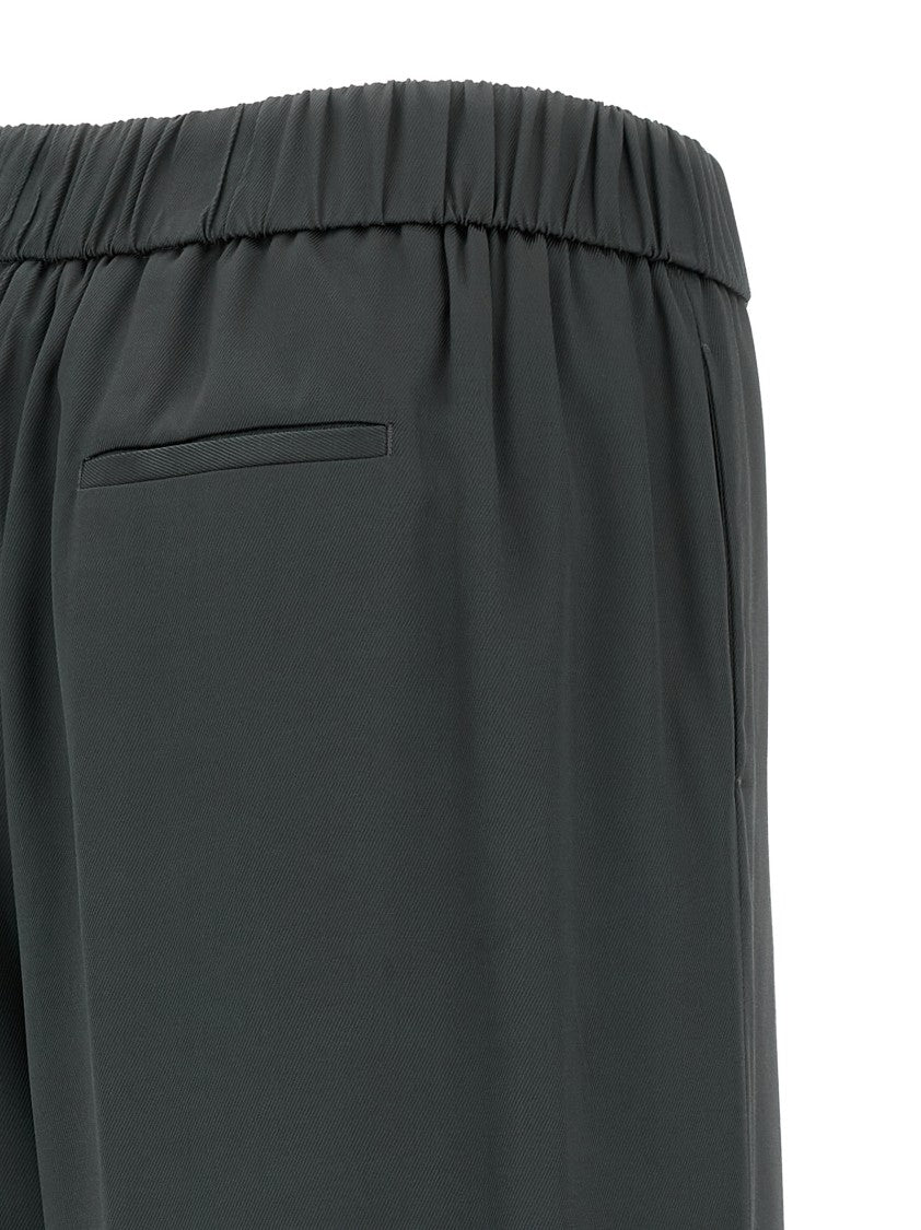 Peserico Fluid Viscose Twill Wide Leg Pants With Trompe L'oeil Flap