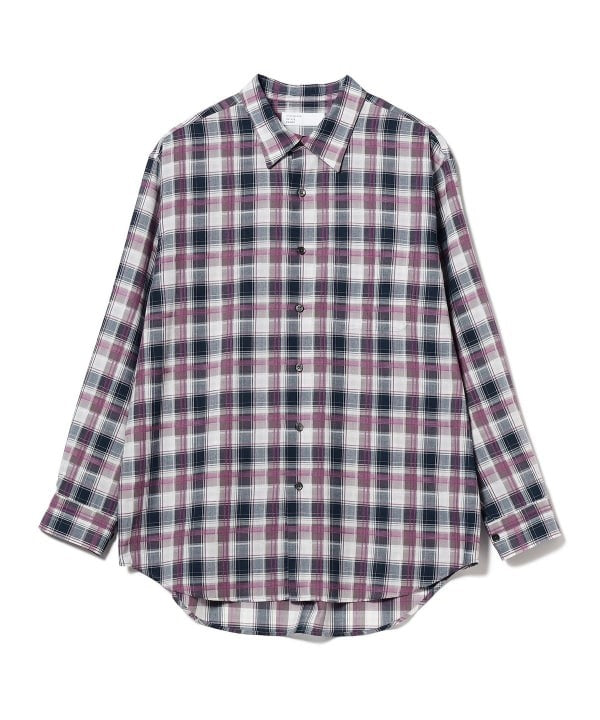 Beams Sheer Plaid Shirt With Modern Fit