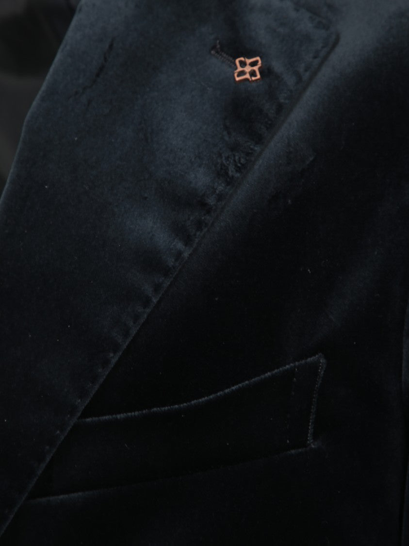 Tagliatore Velvet Blazer With Single Button Closure And Flap Pockets