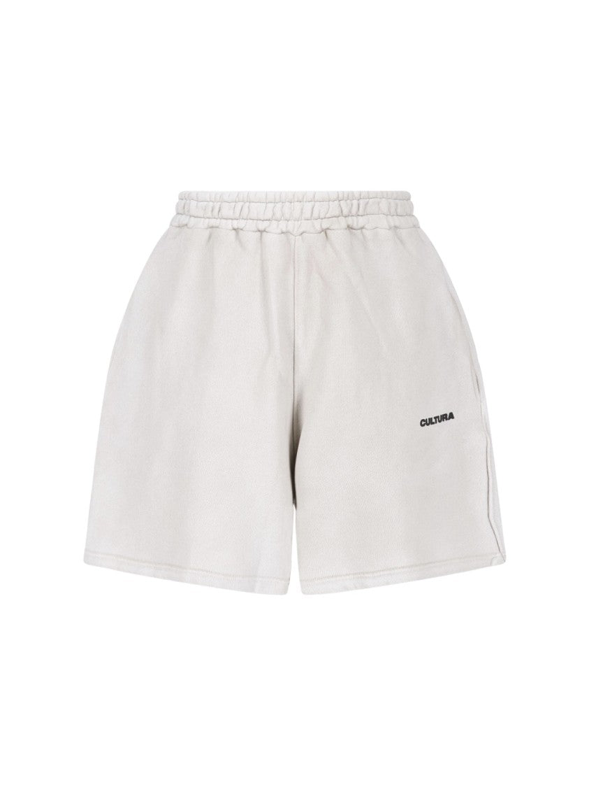 Cultura Relaxed-Fit White Shorts With Elastic Waistband
