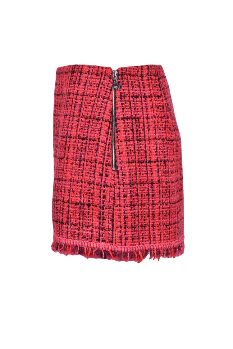 Patrizia Pepe Mini Bouclé Skirt - Red/Black