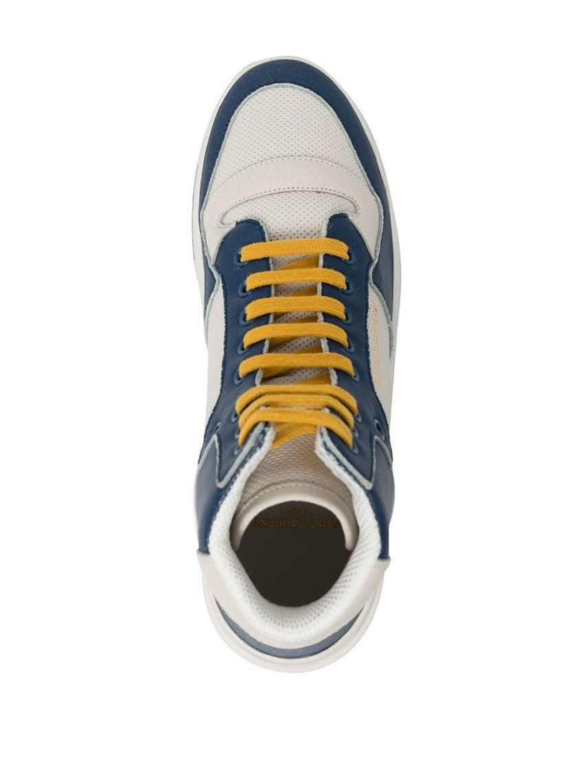 Saint Laurent White/Blue Sl24 High Top Sneakers