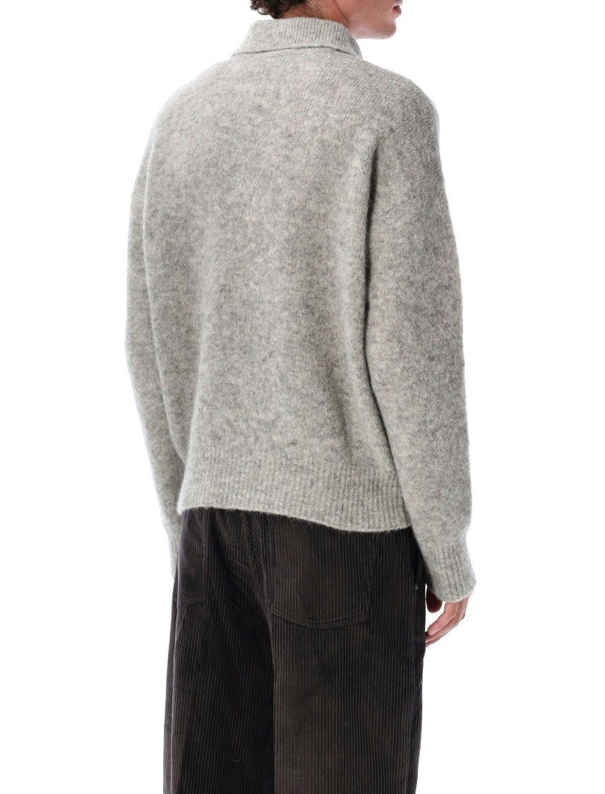 Ami Grey Wool And Alpaca Polo Sweater