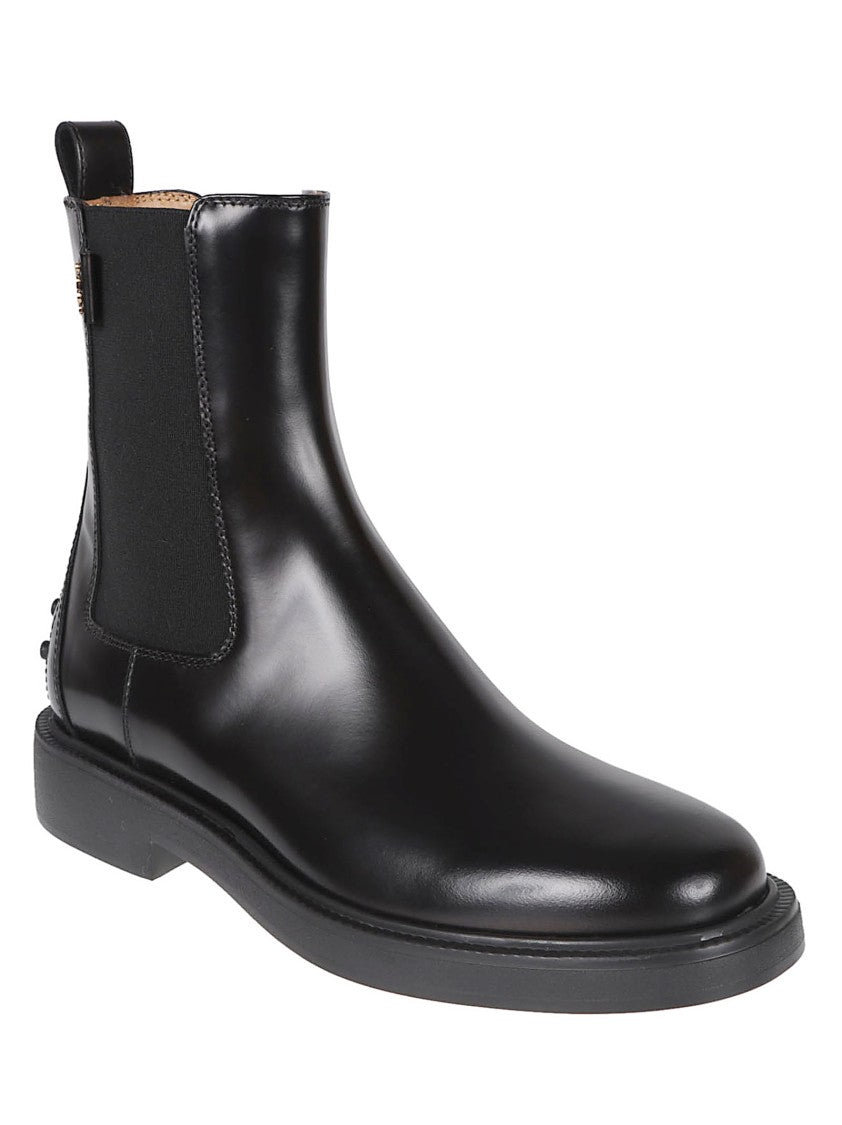 Tod's Black Calf Leather Elasticated Boots