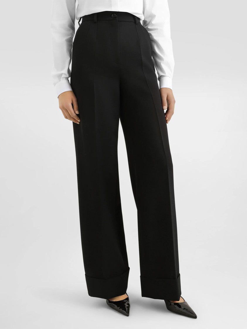 Dolce & Gabbana Wide-Leg High Waist Tailored Wool Trousers