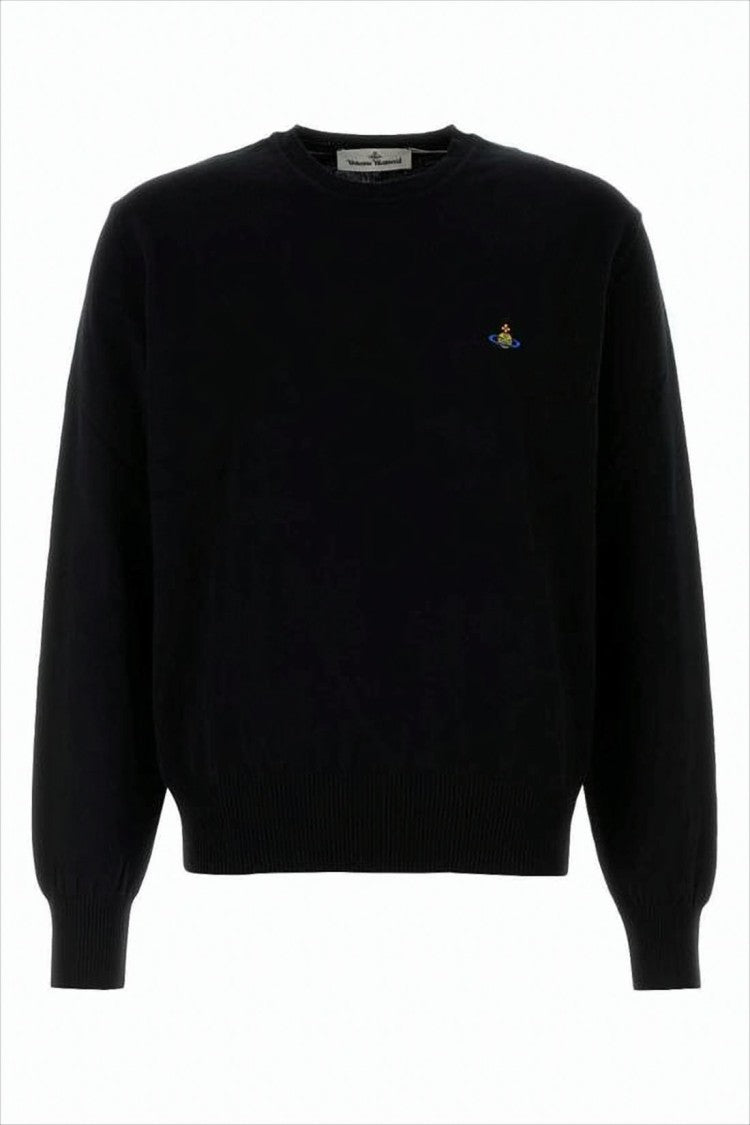 Vivienne Westwood Relaxed Fit Black Crewneck Sweater With Puffed Sleeves