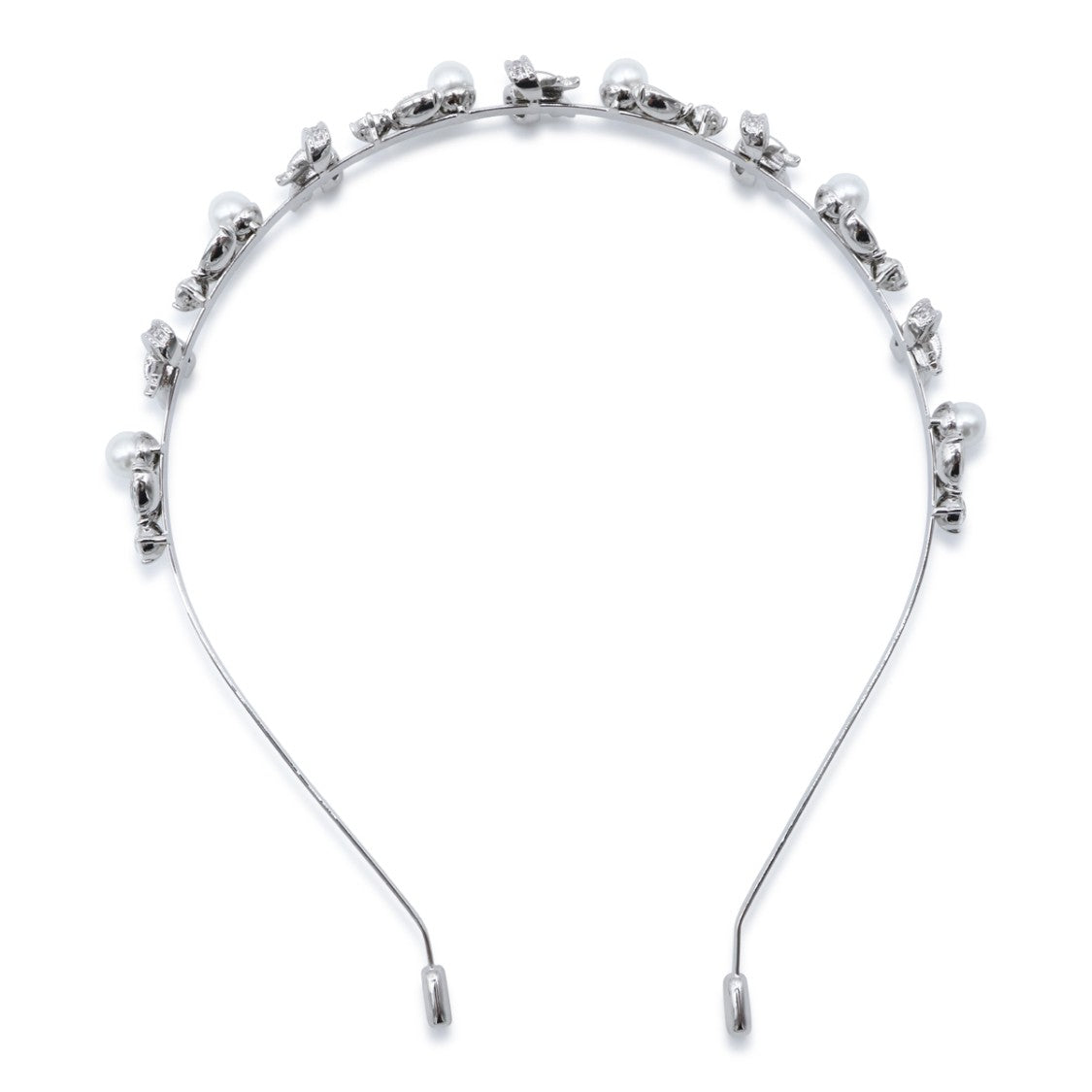 Self-Portrait Silver-Tone Headband With Bow Embellishments And Crystal Accents