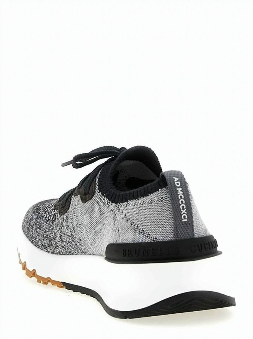 Brunello Cucinelli Gradient Knit Runner With Sock-Like Collar And Cushioned Sole