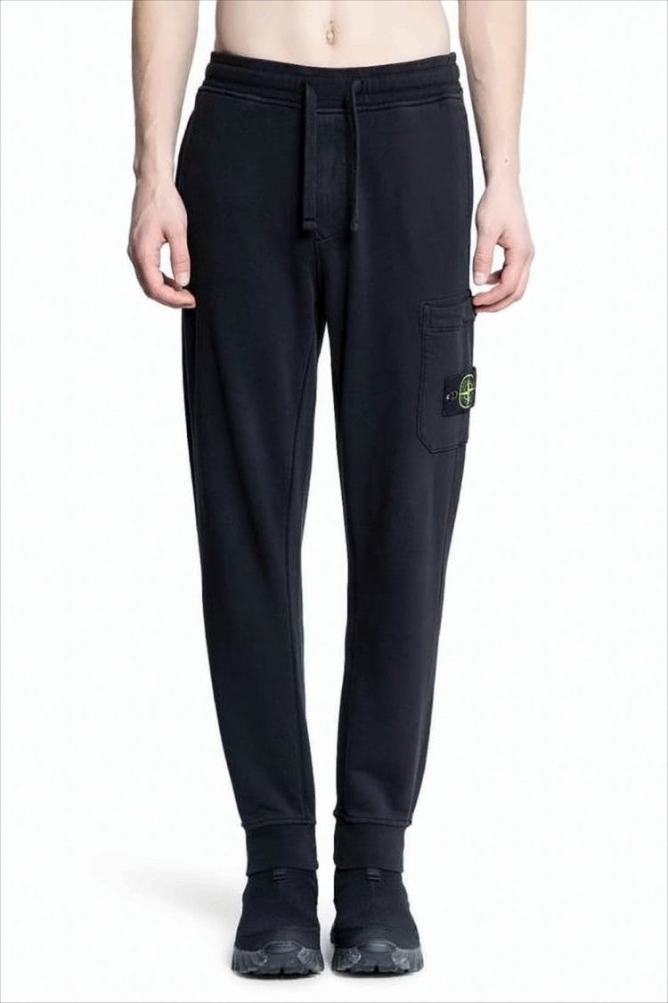 Stone Island Relaxed-Fit Black Jogger Pants With Cargo Pocket
