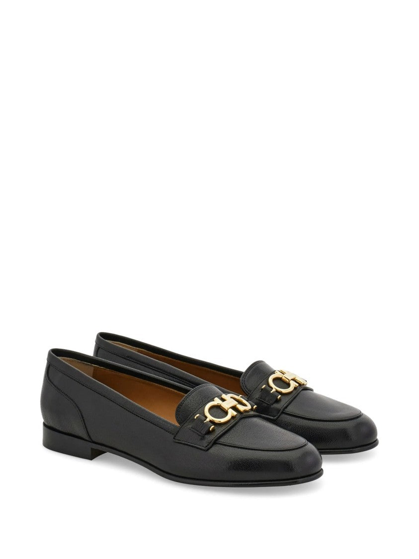 Salvatore Ferragamo Goat Skin Leather Gold Bit Loafers