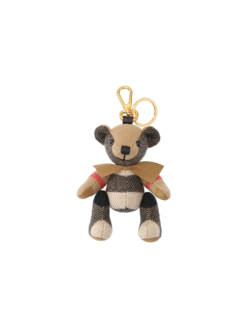 Burberry Beige Check Cashmere Teddy Bear Keychain