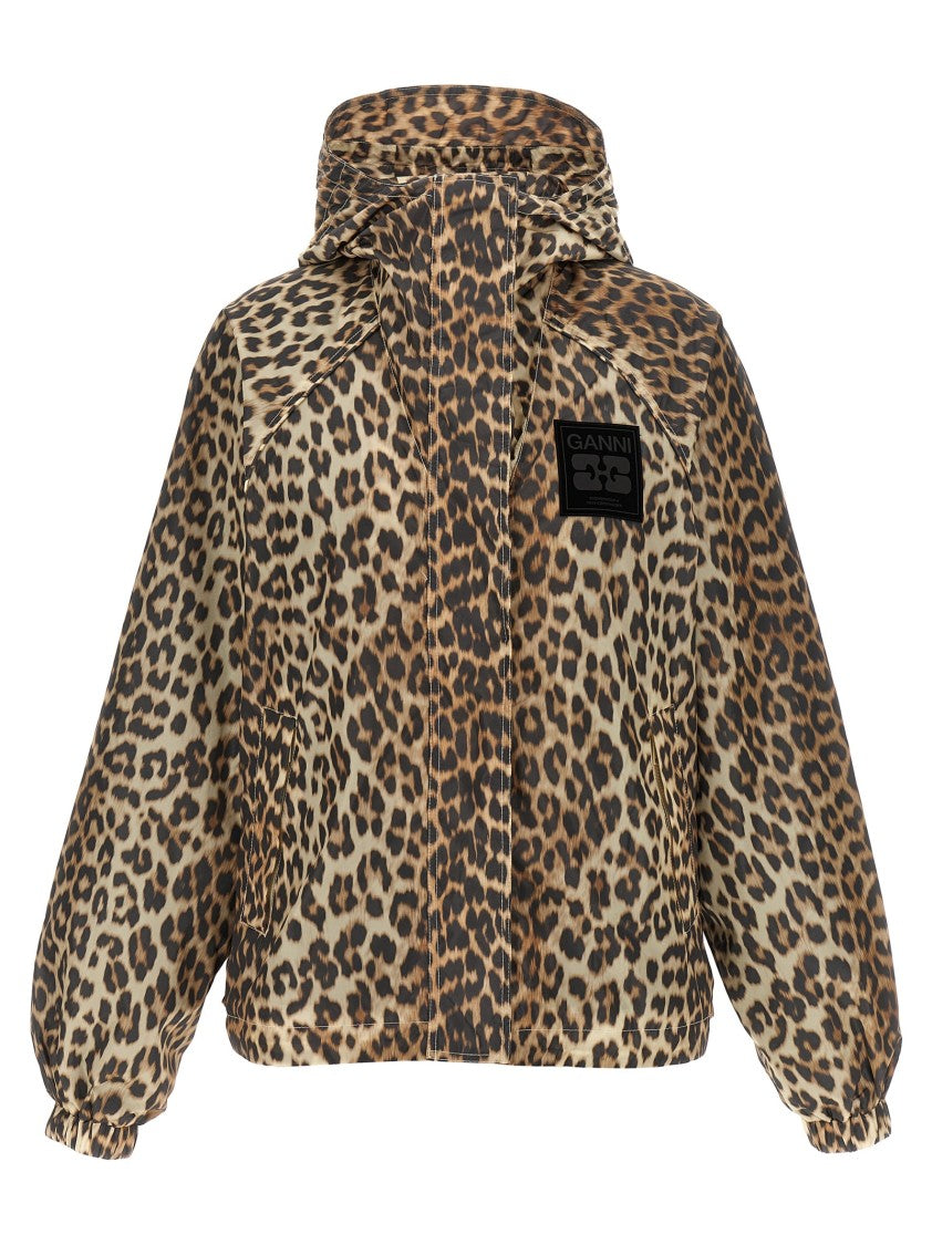 Ganni 'Leopard Print Nylon' Windbreaker