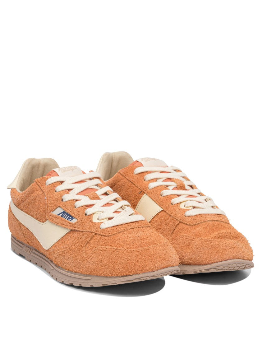 Autry Warm Orange Suede And Leather Sneakers