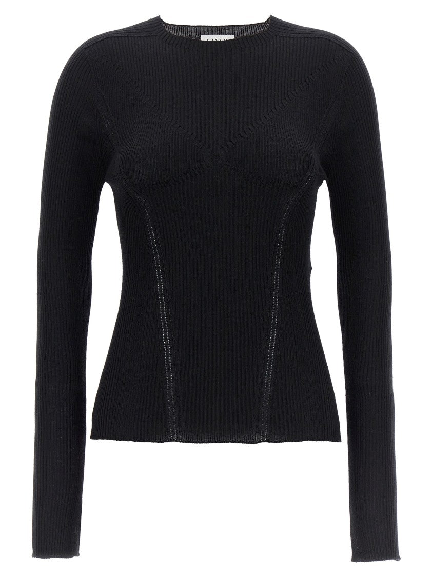 Lanvin Ribbed Crewneck Sweater In Cashmere Blend