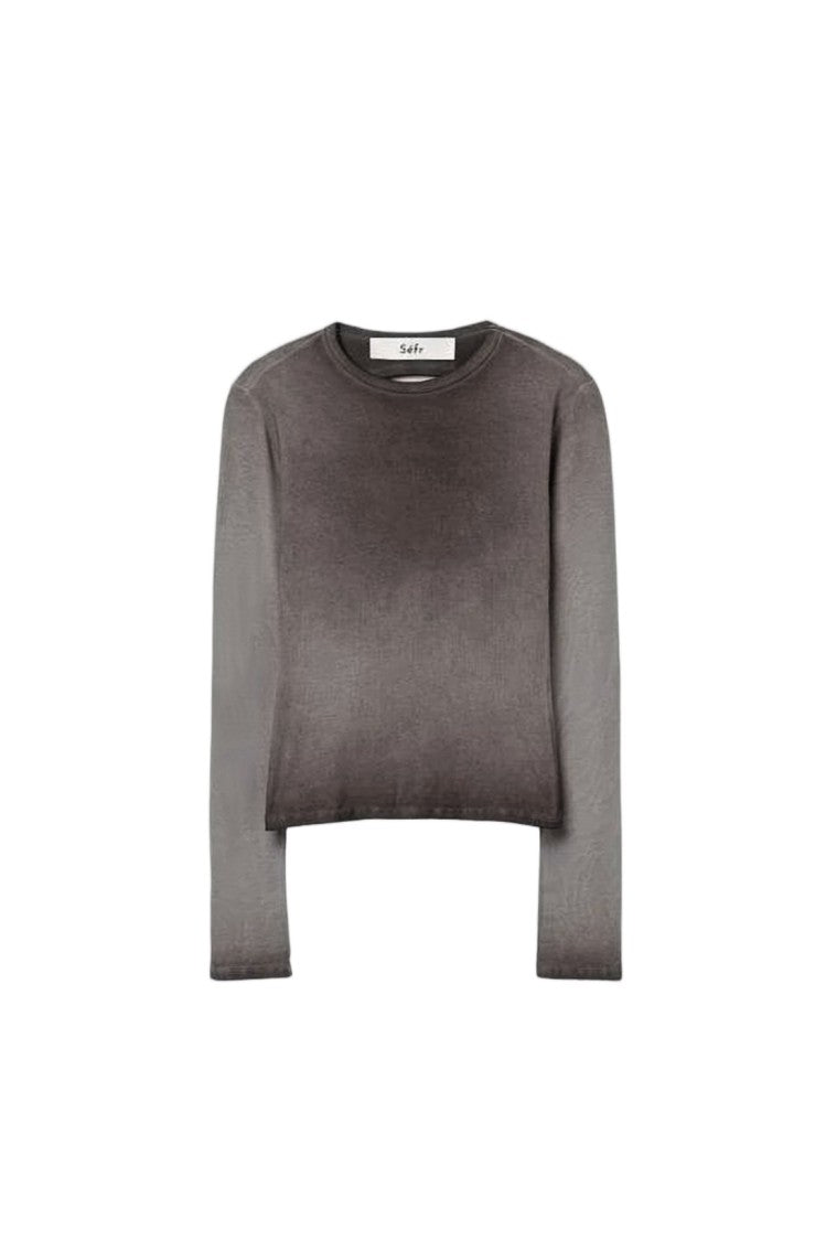 Séfr Cropped Long-Sleeved Top With Velvety Texture