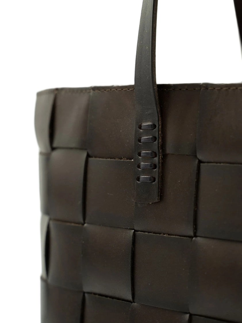 Dragon Diffusion Handwoven Black Cowhide Tote With Structured Interior