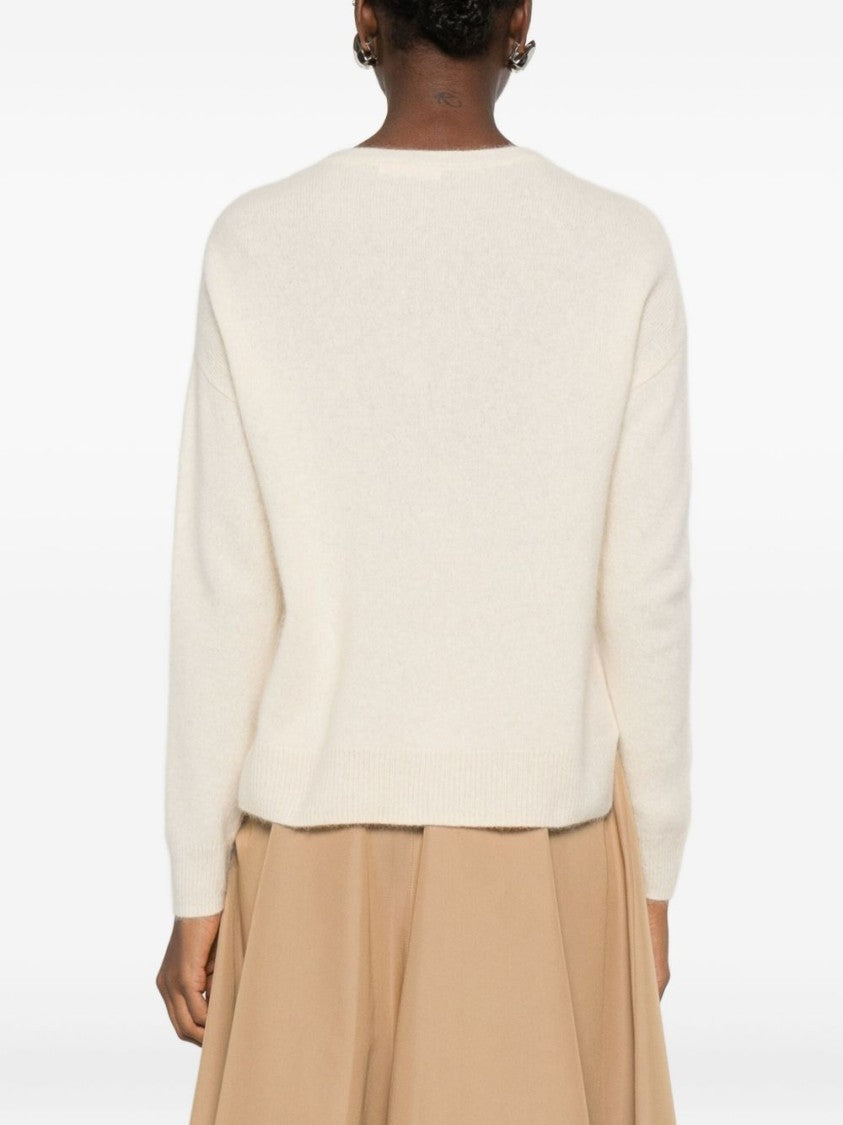 Majestic Filatures Long-Sleeved White Wool Blend Sweater