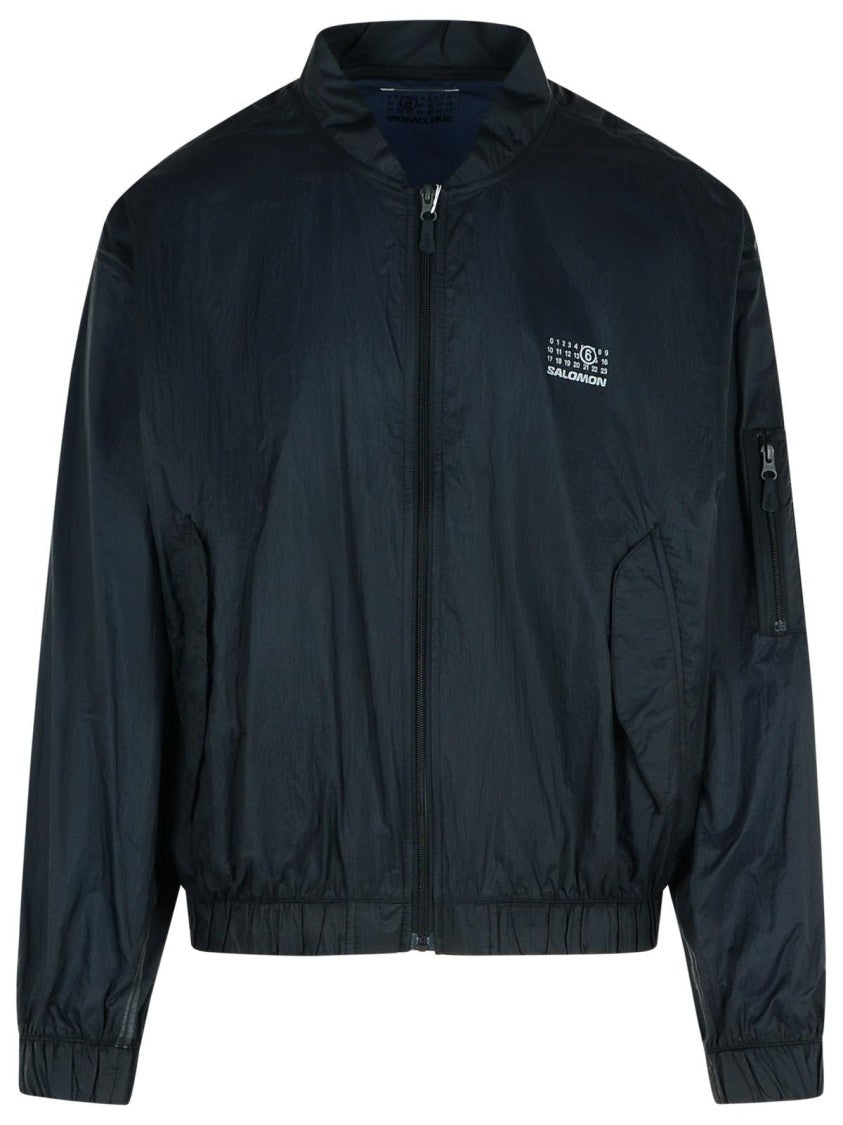 Mm6 By Maison Margiela Black Nylon Jacket With Tonal Collar