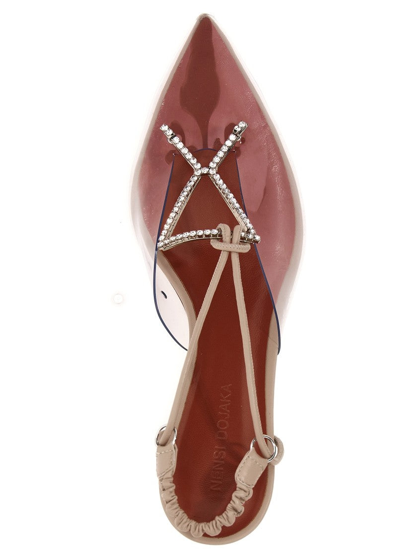 Nensi Dojaka Crystal Pvc Sling Backs